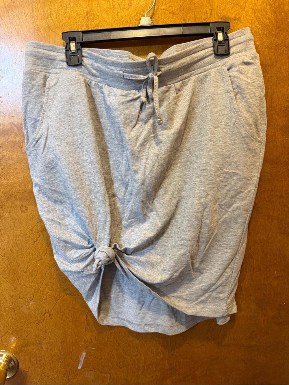 Serra grey cotton midi skirt new size large women’s elastic waist skirt pockets